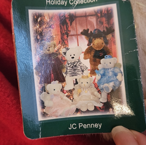 JC Penney Large 24" Christmas Teddy Bear w/Pinafore & bow Plush Stuffed - Picture 4 of 5